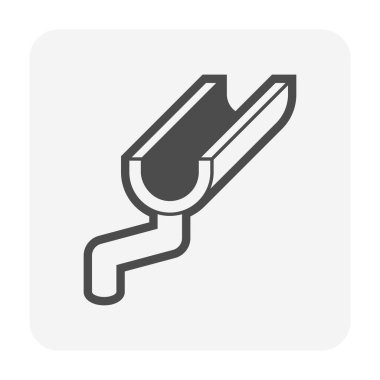 Drenaj sistemi grafik tasarımı ögesi için beyaz arkaplan üzerinde çatı oluğu vektör simgesi tasarımı.