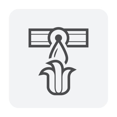 Zirai işler için otomatik su püskürtme simgesi, siyah ve anahat.