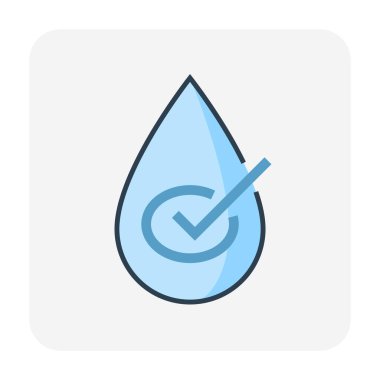 Su damlası ve su arıtma çalışması için sağ kontrol simgesi, düzenlenebilir felç.