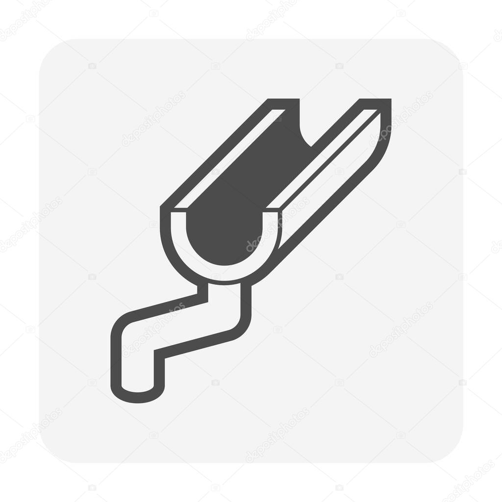 Roof gutter vector icon design on white background for drainage system graphic design element.