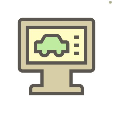 Araba seçimi ve bilgisayar vektör simgesi tasarımı, 48X48 piksel mükemmel ve düzenlenebilir vuruş.