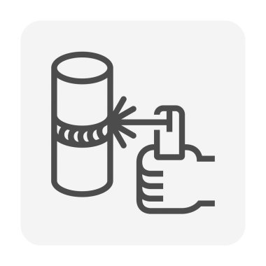 Kaynak işi grafik tasarım ögesi için kaynak çalışma vektör simgesi tasarımı, düzenlenebilir vuruş.