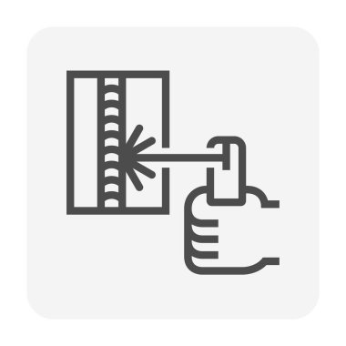 Kaynak işi grafik tasarım ögesi için kaynak çalışma vektör simgesi tasarımı, düzenlenebilir vuruş.