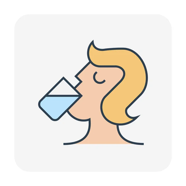 Water Drinking Icon Editable Stroke — Stock Vector