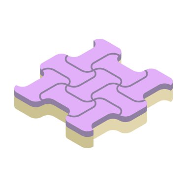 Concrete paver block brick floor icon for landscaping design.