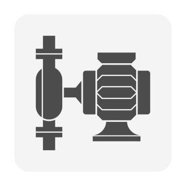 Su pompası ve çelik boru ikonu su dağıtımı için grafik tasarım elementi.