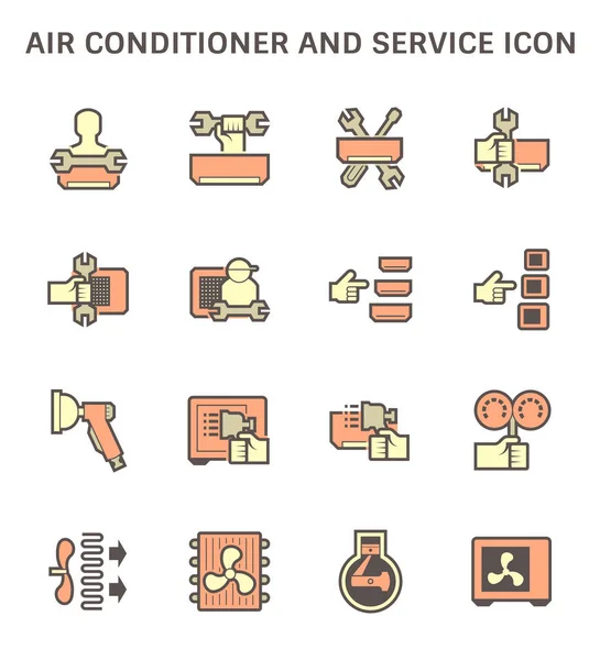 Instalación Aire Acondicionado Diseño Iconos Servicio Limpieza — Vector de stock