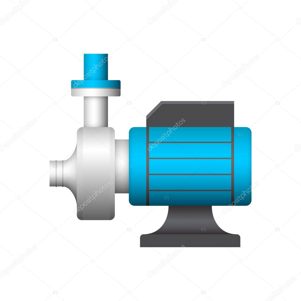 Electric water pump and steel pipe for water distribution icon design.