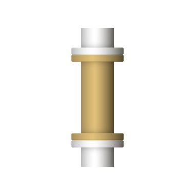 Çelik boru bağlantı simgesi tasarımı beyaz arkaplanda izole edildi.