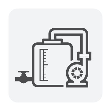 Su dağıtım vektör çizgisi simgesi için elektrik pompası ve çelik boru.