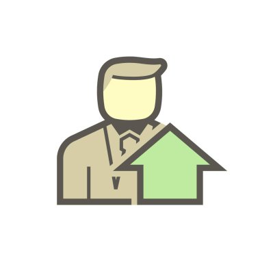 Beyaz üzerinde emlakçı ve yatırım vektörü simgesi tasarımı.