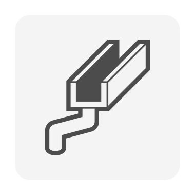 Drenaj sistemi grafik tasarımı ögesi için beyaz arkaplan üzerinde çatı oluğu vektör simgesi tasarımı.