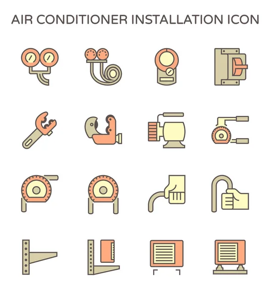 Air Conditioner Installation Parts Tools Vector Icon Set Design Editable — Stock Vector