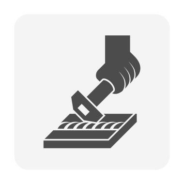 Kaynak çalışması grafik tasarım elementi için kaynak ve kaynak iş vektörü ikonu tasarımı.