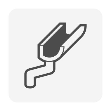 Drenaj sistemi grafik tasarımı ögesi için beyaz arkaplan üzerinde çatı oluğu vektör simgesi tasarımı.