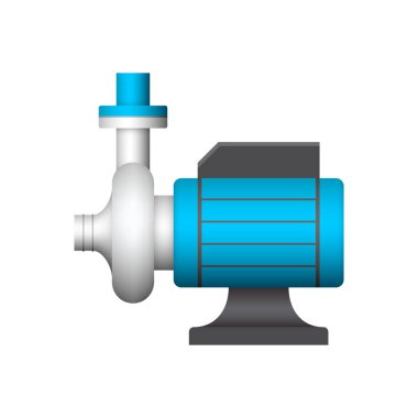 Su dağıtım simgesi tasarımı için elektrik pompası ve çelik boru.