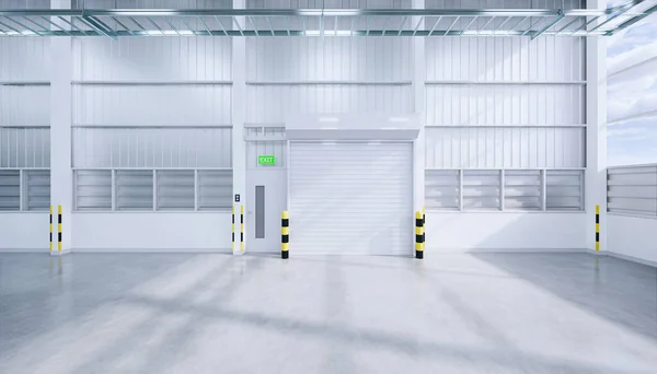 Rendering Hangar Vuoto Pavimento Cemento Porta Dell Otturatore Condizioni Nuove — Foto Stock