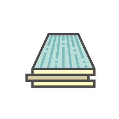 Beyaz arkaplanda ahşap zemin ve malzeme vektör simgesi tasarımı.