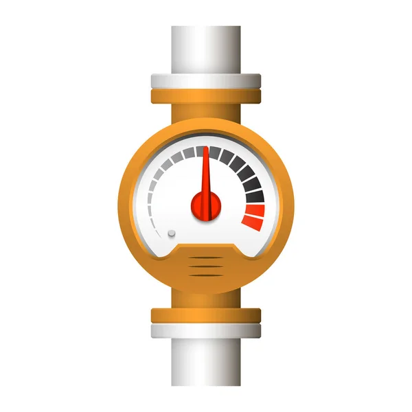 Manometer Design Und Stahlrohr Isoliert Auf Weißem Hintergrund — Stockvektor