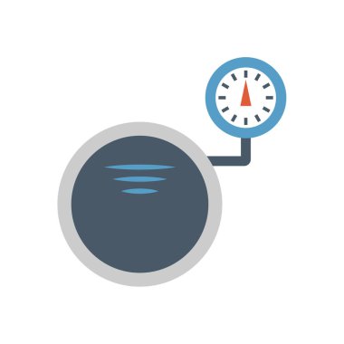 Beyaz arkaplan üzerinde çelik boru basıncı test vektör simgesi tasarımı.