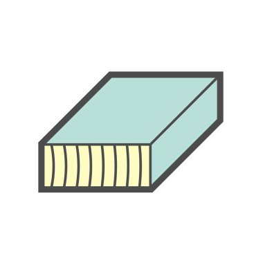 Beyaz zemin üzerinde ahşap malzeme ve kereste fabrikası sanayi vektör ikonu tasarımı.