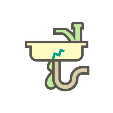 Ev sorunu grafik tasarım unsuru için su sızıntısı ve iş vektör simgesi tasarımı, düzenlenebilir vuruş.