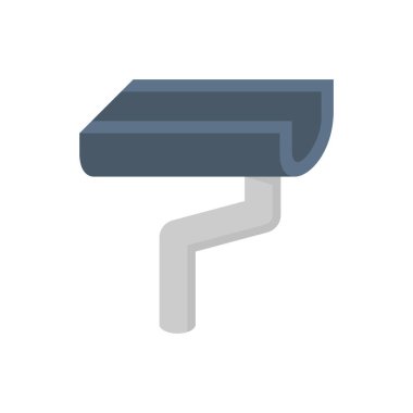 Drenaj sistemi grafik tasarımı ögesi için beyaz arkaplan üzerinde çatı oluğu vektör simgesi tasarımı.