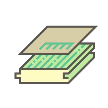 Beyaz arkaplanda ahşap zemin ve malzeme vektör simgesi tasarımı.