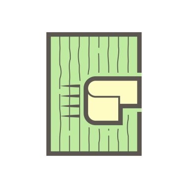 Ahşap döşeme malzemesi ve vektör simgesi tasarımı.