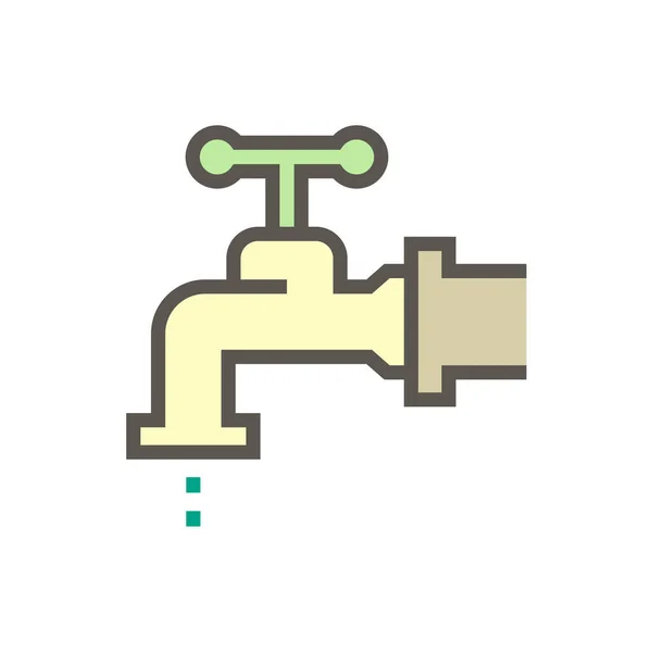 Wasserhahn Und Wasserleck Vektor Icon Design Für Home Problem Grafik — Stockvektor