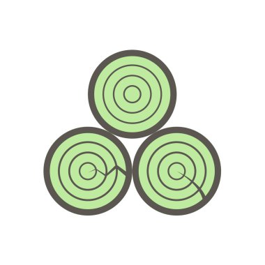 Beyaz zemin üzerinde ahşap malzeme ve kereste fabrikası sanayi vektör ikonu tasarımı.