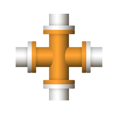 Çelik boru bağlantı simgesi tasarımı beyaz arkaplanda izole edildi.