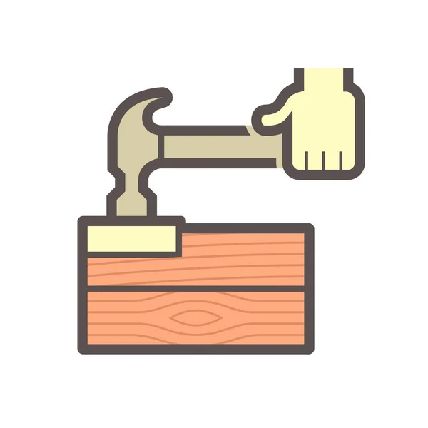 Wood Floor Construction Hammer Vector Icon Design — Stock Vector