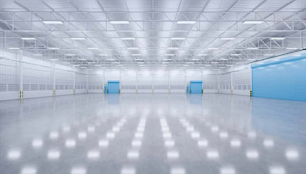 Rendering Empty Warehouse Building Concrete Floor New Clean Condition — Stock Photo, Image