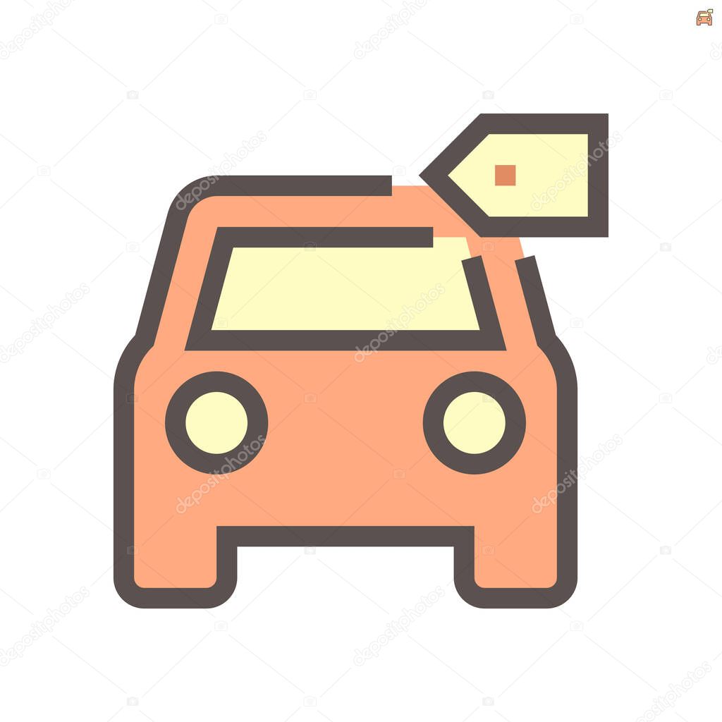 Car for sale vector icon design, 48X48 pixel perfect and editable stroke.