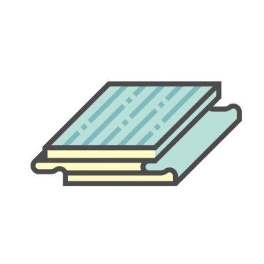 Beyaz arkaplanda ahşap zemin ve malzeme vektör simgesi tasarımı.