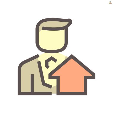 Emlakçı vektör ikonu tasarımı, 48X48 piksel mükemmel ve düzenlenebilir vuruş.