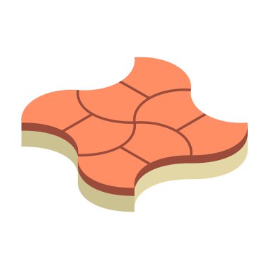 Concrete paver block brick floor icon for landscaping design.