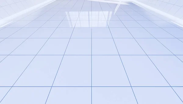 Vykreslování Prázdné Toalety Bílé Dlaždice Podlahy — Stock fotografie
