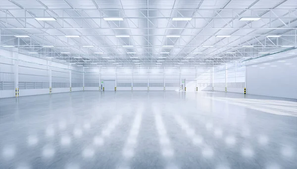 Rendering Van Lege Hangar Betonnen Vloer Rolluik Deur Schone Nieuwe — Stockfoto