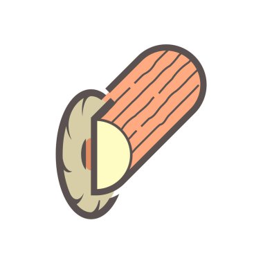 Beyaz zemin üzerinde ahşap malzeme ve kereste fabrikası sanayi vektör ikonu tasarımı.