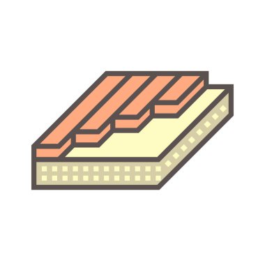 Beyaz arkaplanda ahşap zemin yapısı ve malzeme vektör ikonu tasarımı.