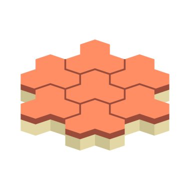 Concrete paver block brick floor icon for landscaping design.