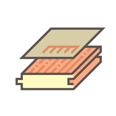 Beyaz arkaplanda ahşap zemin ve malzeme vektör simgesi tasarımı.