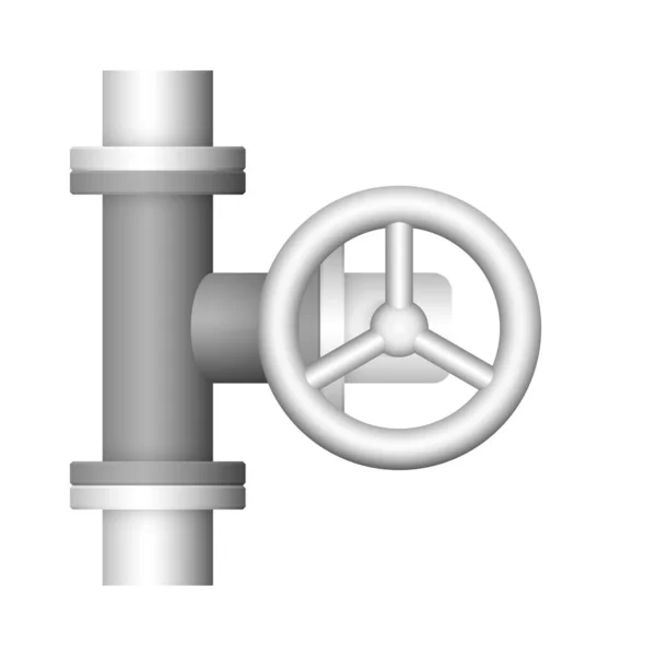 白地に分離された鋼管コネクタとバルブアイコン設計 — ストックベクタ