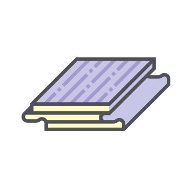 Beyaz arkaplanda ahşap zemin ve malzeme vektör simgesi tasarımı.