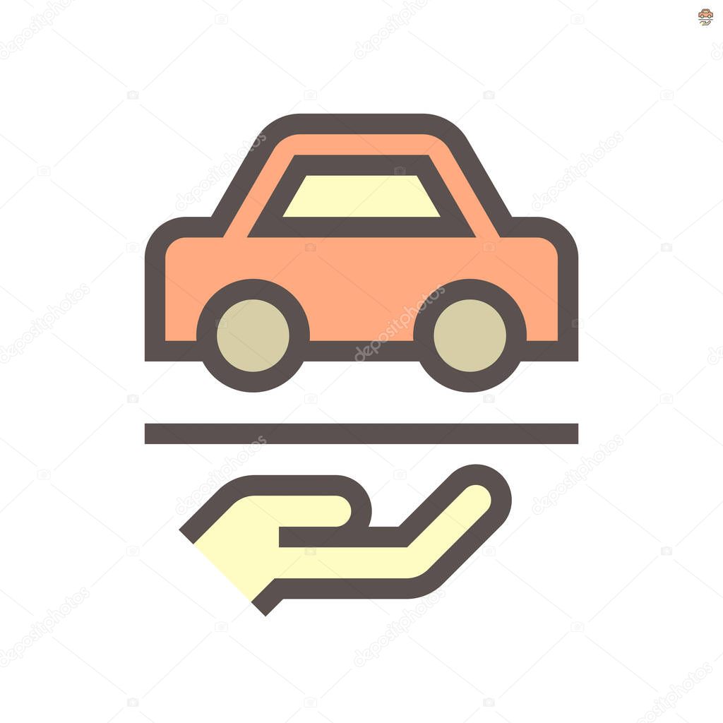 Used car and dealership vector icon design, 48X48 pixel perfect and editable stroke.