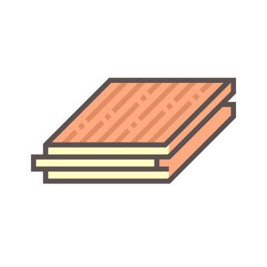 Beyaz arkaplanda ahşap zemin ve malzeme vektör simgesi tasarımı.