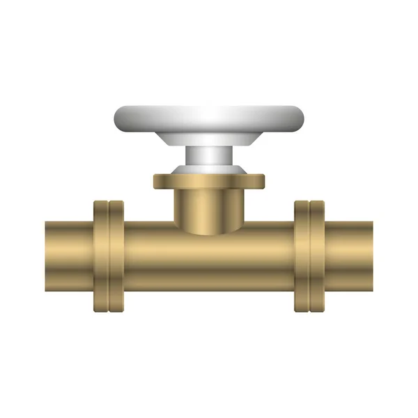 Stalen Buis Connector Klep Pictogram Ontwerp Geïsoleerd Witte Bakcground — Stockvector