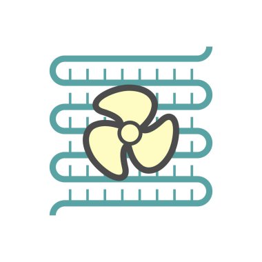 Beyaz arkaplanda klima ve hava kompresörü bölüm vektör simgesi tasarımı.